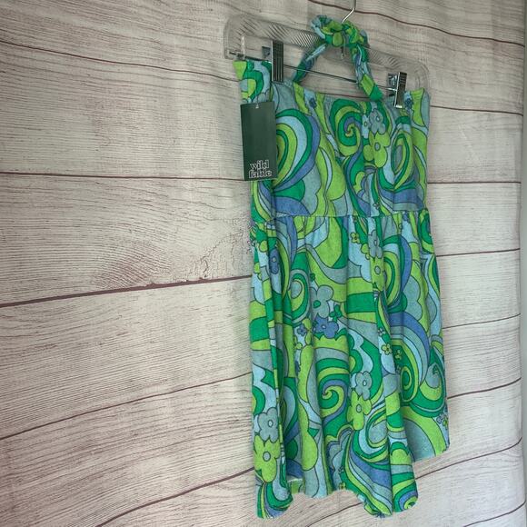 Wild Fable Terry Cloth Romper Floral Short Outfit Bow Front Keyhole Halter Tie S - Picture 14 of 15